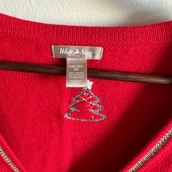 VTG White Stag Festive Whimsical Christmas Sweater Vest Trees Snowman Women’s - Picture 8 of 13